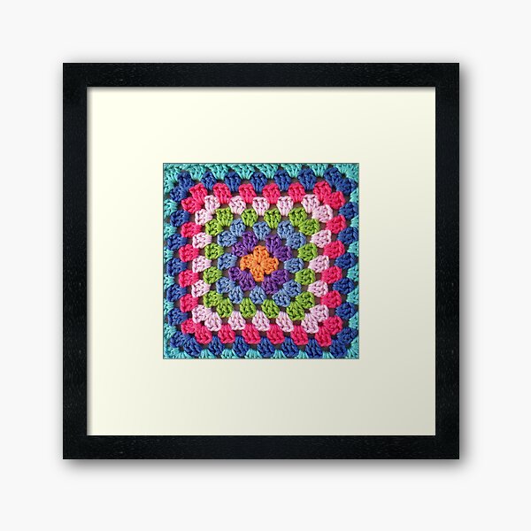 Crocheted Granny Square Framed Art Print