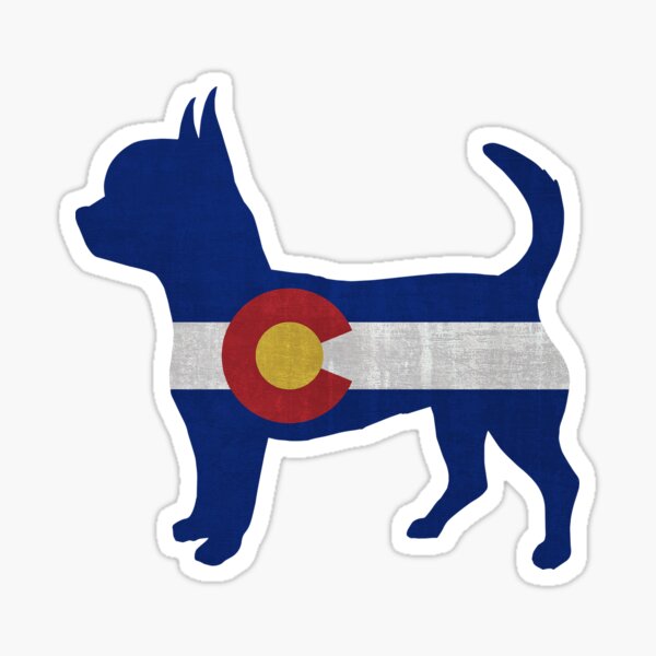 Item preview, Chihuahua Dog Breed Silhouette Filled with Colorado Flag designed and sold by TriPodDogDesign.