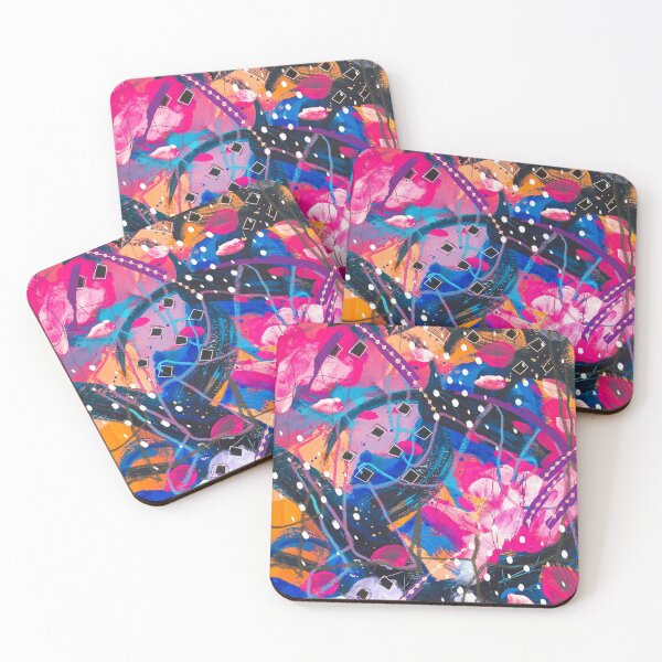 Item preview, Navy blue, orange and pink digital abstract design designed and sold by Lanie K Art.