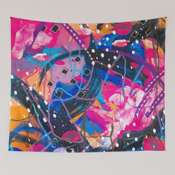 Item preview, Navy blue, orange and pink digital abstract design designed and sold by Lanie K Art.