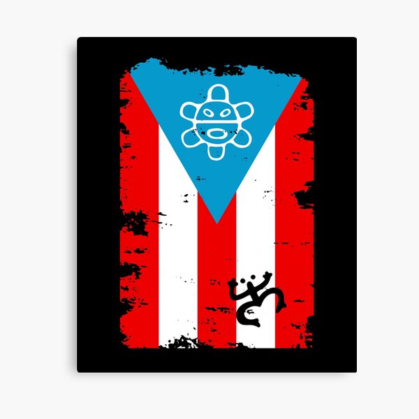 Puerto Rico Flag Coqui Taino Boricua Sol Taino Canvas Print