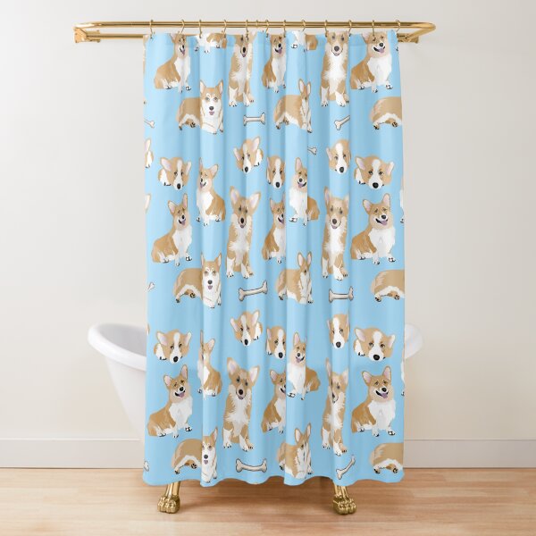 Corgi Dog Pattern Shower Curtain