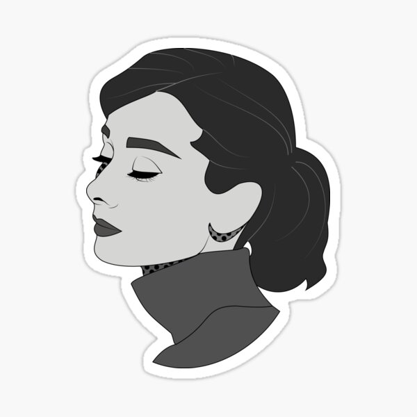 Audrey Comic Black and White Sticker