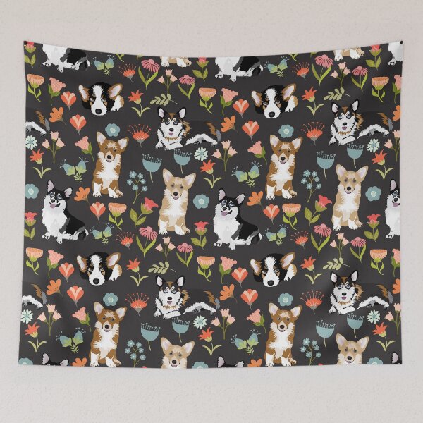 Item preview, Cute Summer Corgi Flower Pattern designed and sold by UtArt.