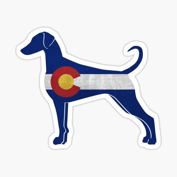 Doberman Pinscher Dog Breed Silhouette Filled with Colorado Flag Sticker