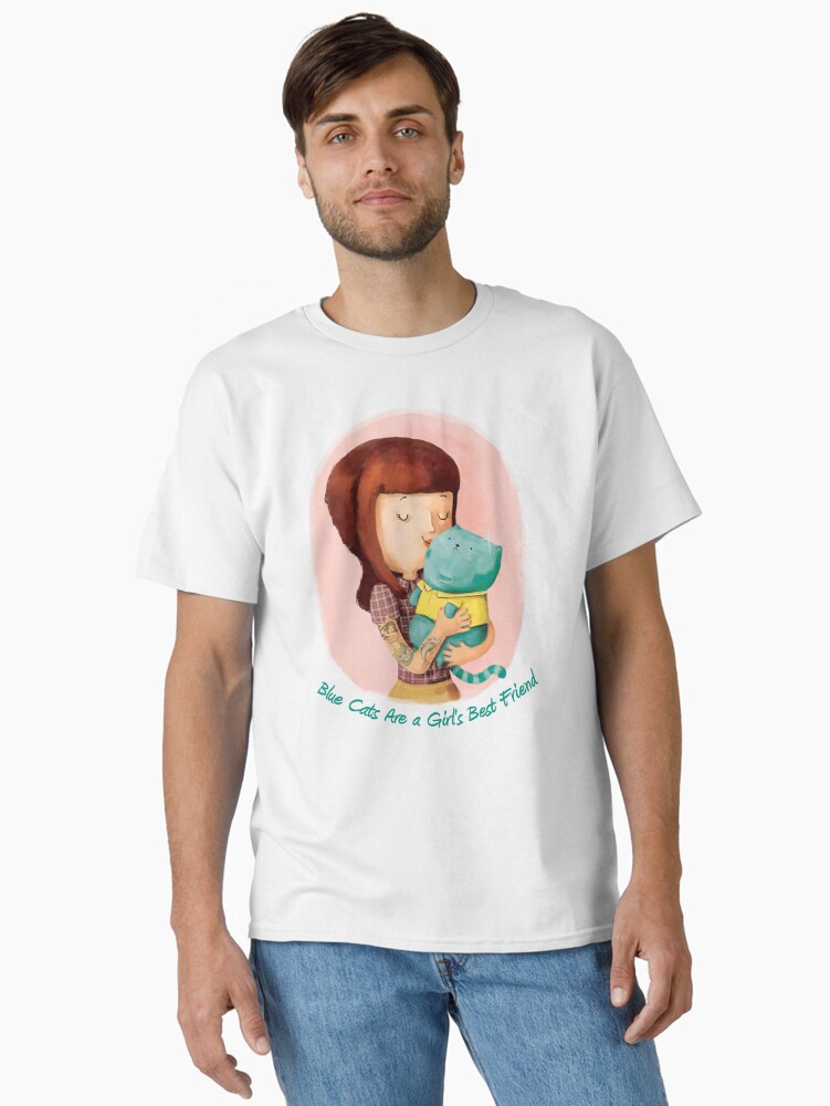 Thumbnail 1 of 7, Classic T-Shirt, Girls love Cats. Blue Cats designed and sold by colonelle.
