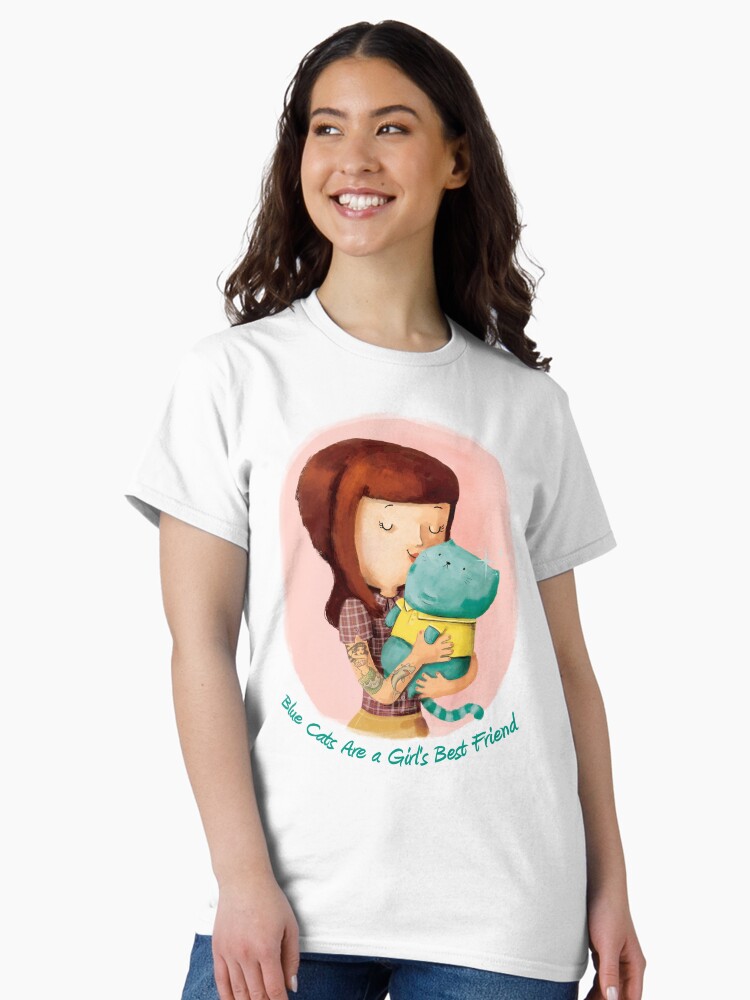 Thumbnail 2 of 7, Classic T-Shirt, Girls love Cats. Blue Cats designed and sold by colonelle.