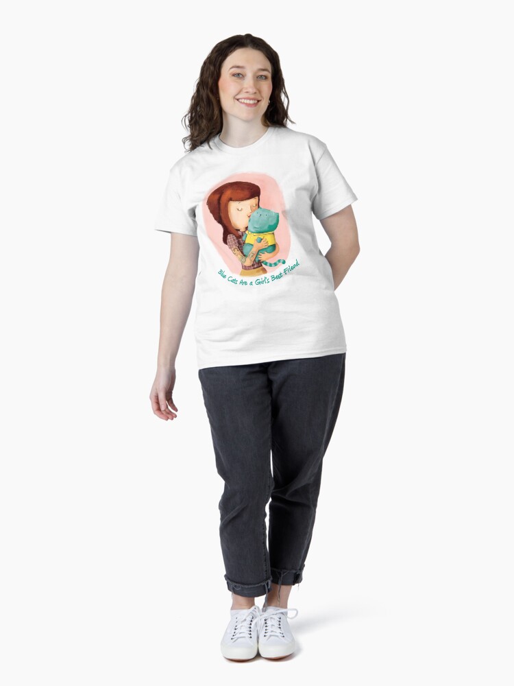 Thumbnail 4 of 7, Classic T-Shirt, Girls love Cats. Blue Cats designed and sold by colonelle.