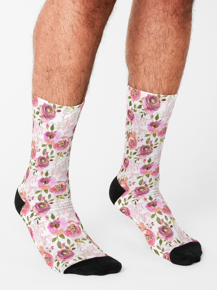 Alternate view of Cest la fucking vie pink floral Socks