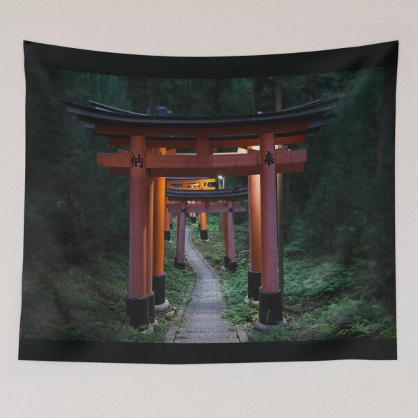 Item preview, Torii Gates at Night at Fushimi Inari in Kyoto Japan designed and sold by Caitlin Cahill.