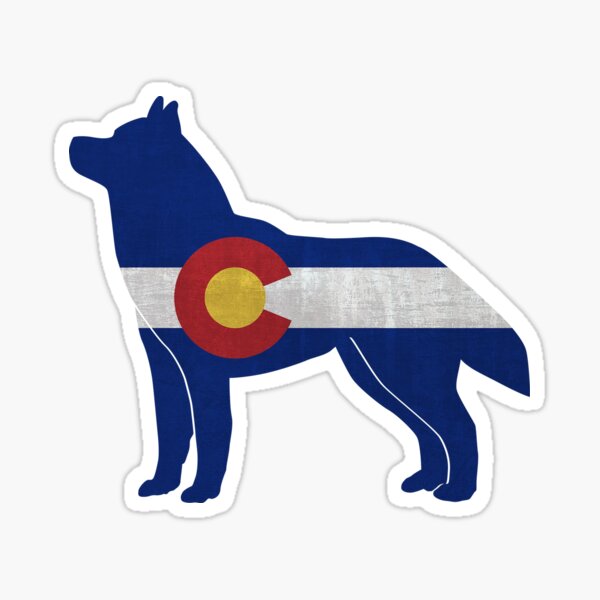 Siberian Husky Dog Breed Silhouette Filled with Colorado Flag Sticker