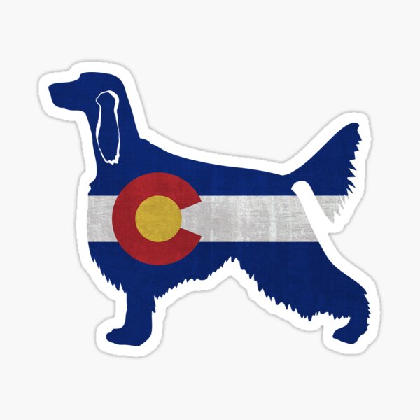 Irish Setter Dog Breed Silhouette Filled with Colorado Flag Sticker
