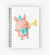 Cheering Cute Pig for Christmas Cahier à spirale