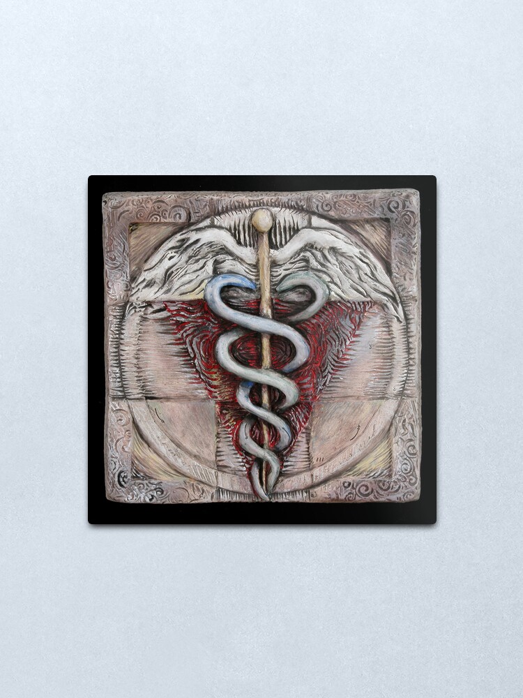 Alternate view of Spiral three: caduceus Metal Print
