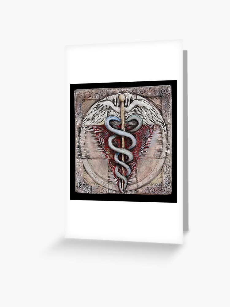 Thumbnail 1 of 2, Greeting Card, Spiral three: caduceus designed and sold by MonaShiber.