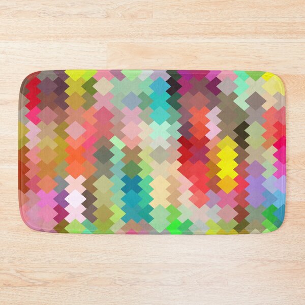 Item preview, geometric square pixel pattern abstract in red blue green yellow designed and sold by Mrvell.