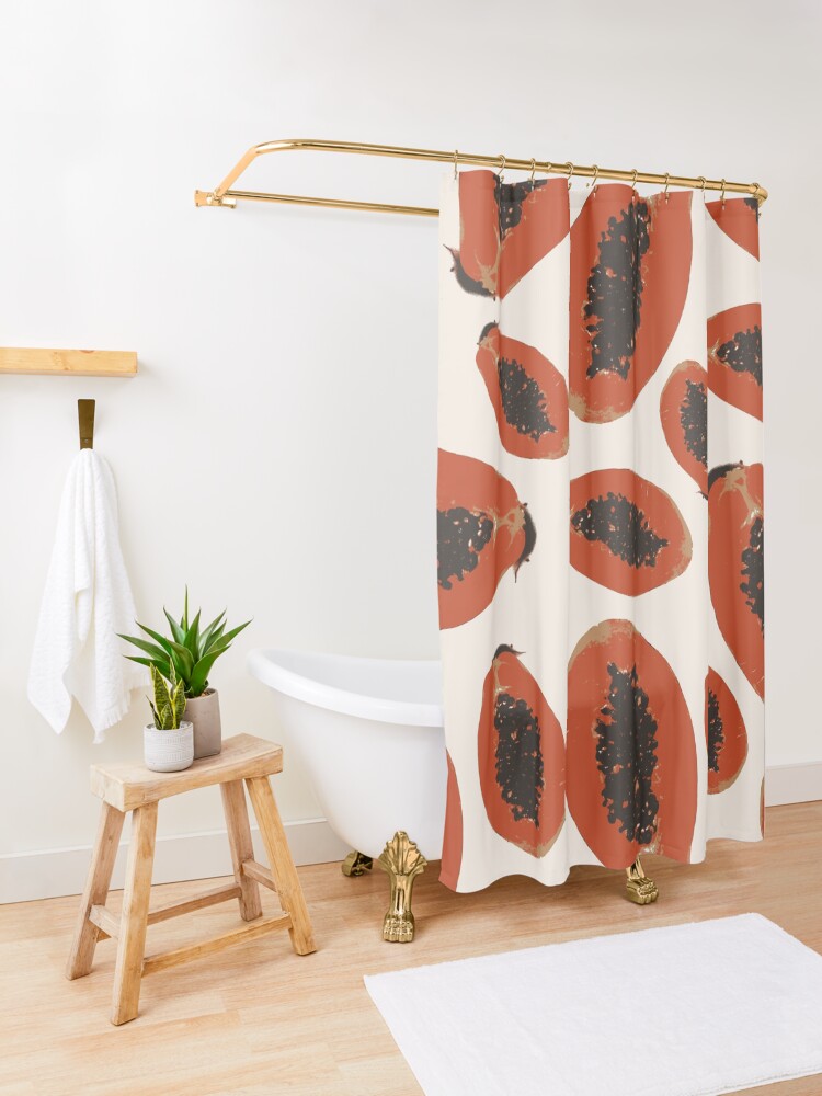 Alternative Ansicht von Papaya Frucht Design Pattern Duschvorhang
