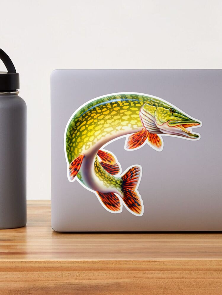 Full Feature Image Northern Pike Fisherman Fishing Sticker for