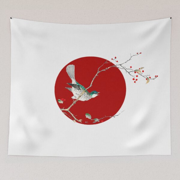Item preview, Japanese Flag - Brown-eared Bulbul and Dioecious Holly designed and sold by weavernap.