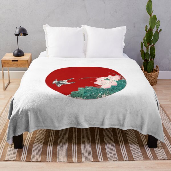 Item preview, Japanese Flag - Japanese Pied Wagtail and Red Lotus designed and sold by weavernap.