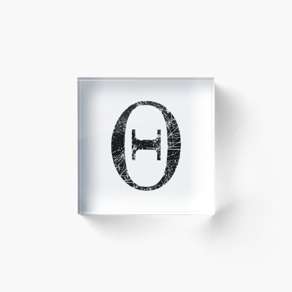 Theta Greek Letter Symbol Grunge Style Acrylic Block