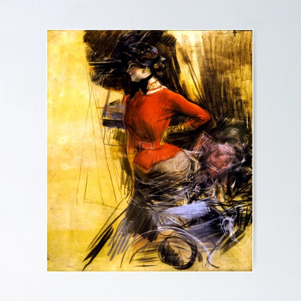 Lady in Red Coat(Signora in Casacca Rossa)-Giovanni Boldini