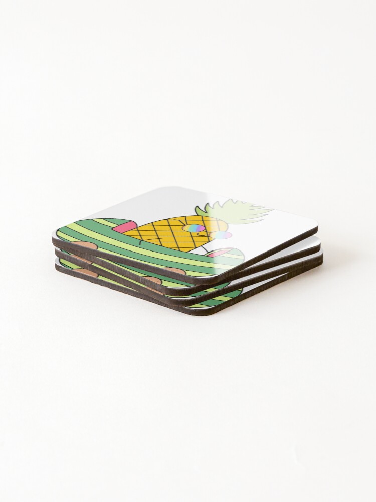 Thumbnail 4 of 5, Coasters (Set of 4), Pineapple Driving Sticker designed and sold by RipDesigns.