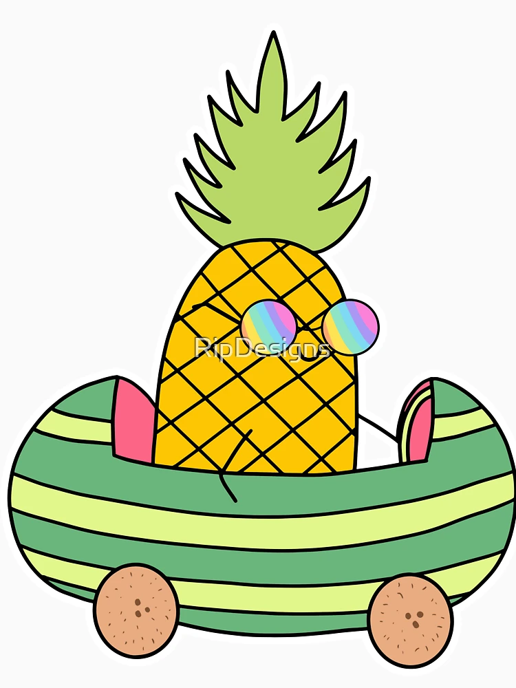 Thumbnail 6 of 6, Pullover Hoodie, Pineapple Driving Sticker designed and sold by RipDesigns.