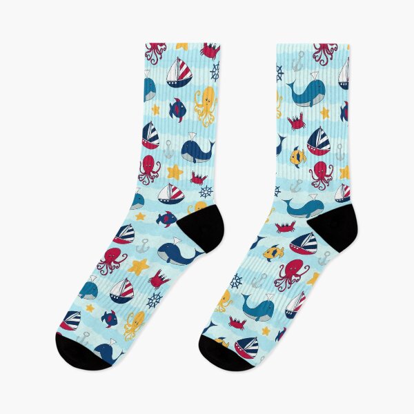 Item preview, Nautical Themed Ocean Pattern with Cartoon Animals  designed and sold by Pamela Maxwell.