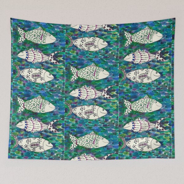 Item preview, Festive Fish - handmade watercolour illustration designed and sold by ArtIssa.