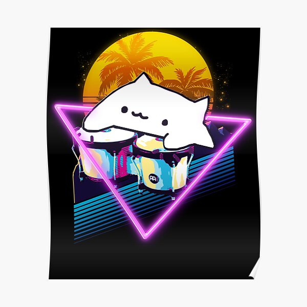 Bongo Cat Retro 80s Poster
