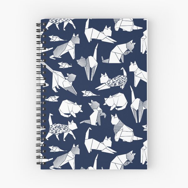 Item preview, Origami kitten friends // blue navy background paper cats designed and sold by SelmaCardoso.