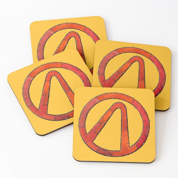 Vault Symbol Stitched Red - Borderlands Coasters (Set of 4)