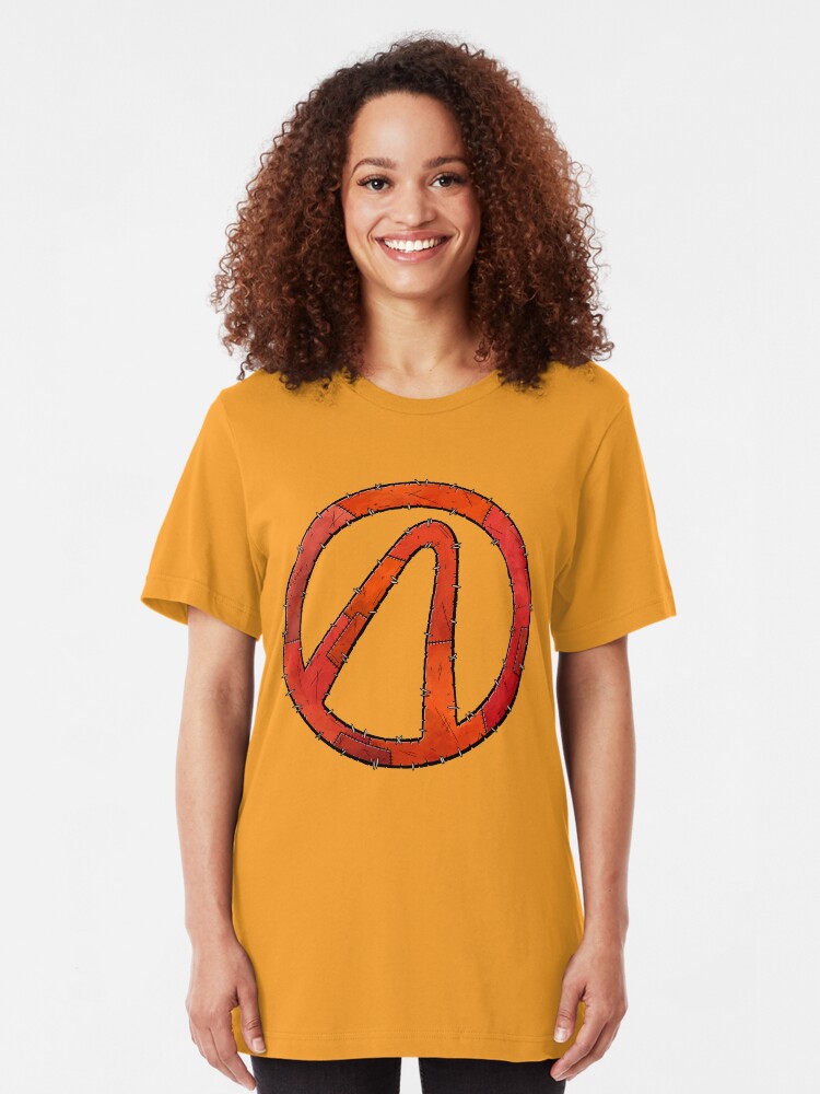 Alternate view of Vault Symbol Stitched Red - Borderlands Slim Fit T-Shirt