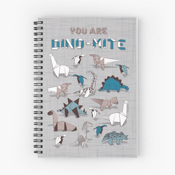 Item preview, Origami dino friends // grey linen texture background blue white and beige dinosaurs   designed and sold by SelmaCardoso.