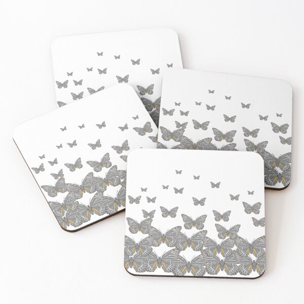 Item preview, PUTTY GREY MONARCH STYLE BUTTERFLIES IN FLIGHT ON WHITE, designed and sold by sharlesart.