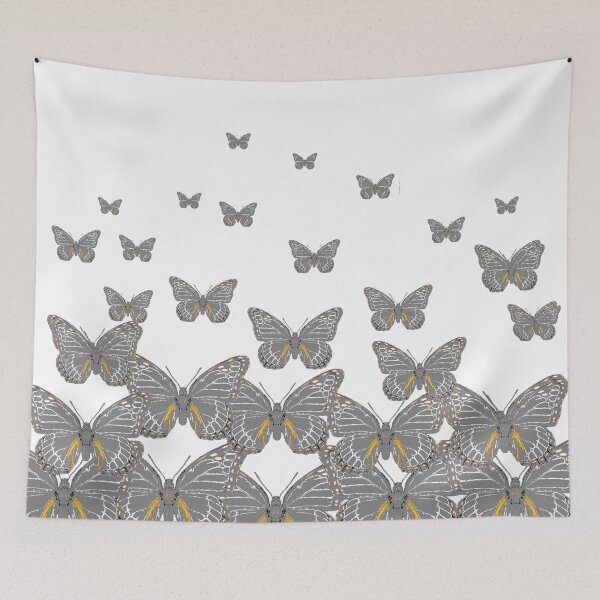 Item preview, PUTTY GREY MONARCH STYLE BUTTERFLIES IN FLIGHT ON WHITE, designed and sold by sharlesart.