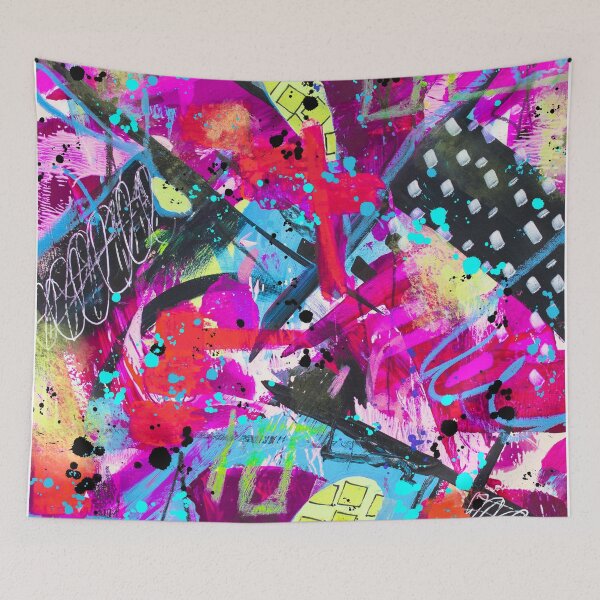 Item preview, Digitally manipulated purple, pink and blue mixed media painting  designed and sold by Lanie K Art.
