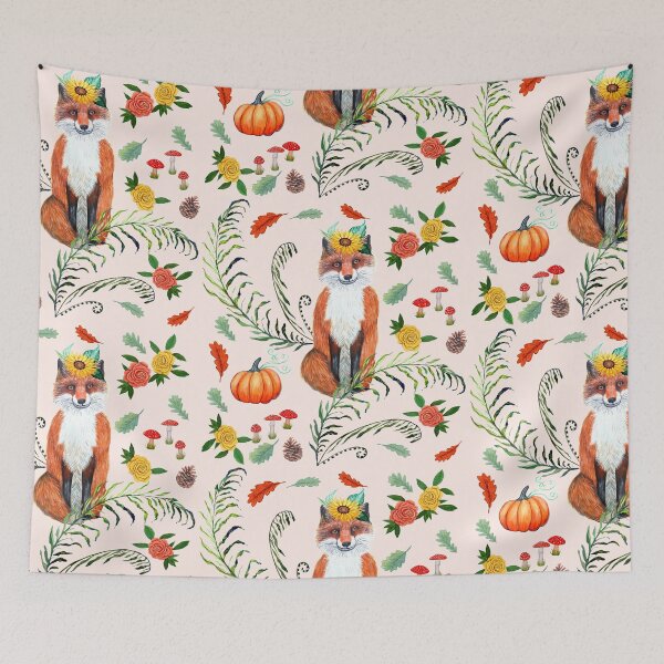 Item preview, FOX and sunflowers, pumpkin and autumn leaves, FALL THANKFUL designed and sold by MagentaRose.