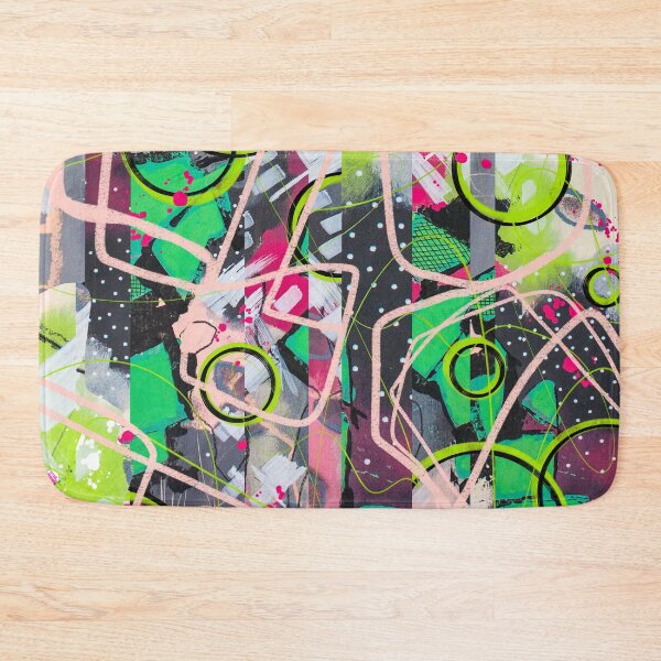 Item preview, Digitally manipulated green, pink, and gray mixed media abstract painting designed and sold by Lanie K Art.