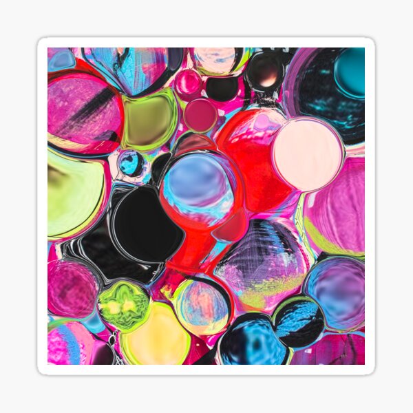 Digitally manipulated multicolored liquified abstract mixed media painting Sticker