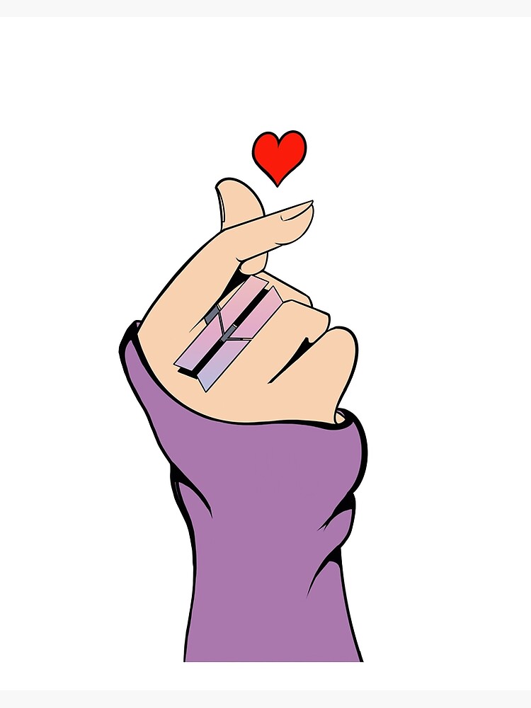 Impression rigide « Kpop main coeur avec bague BTS pour l'amour de l'armée  », par DGsmirk | Redbubble