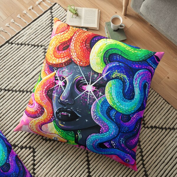 Rainbow Medusa Floor Pillow