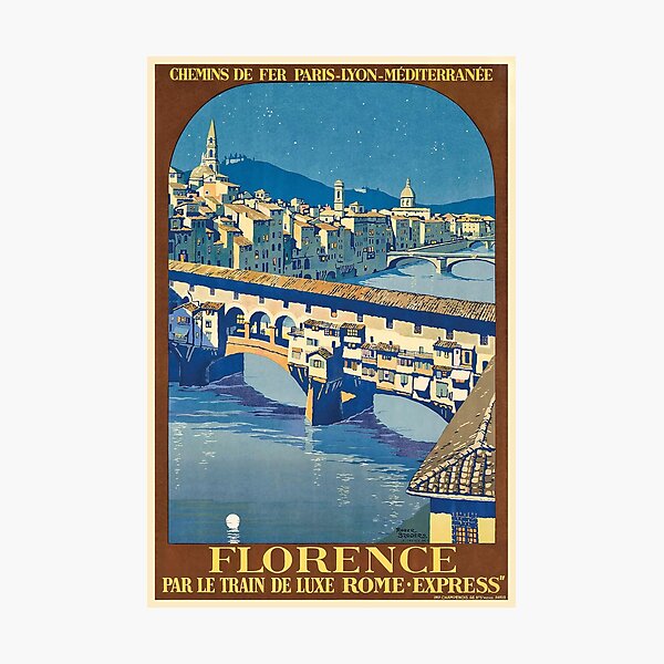Item preview, 1921 Florence Italy Ponte Vecchio Travel Poster designed and sold by retrographics.
