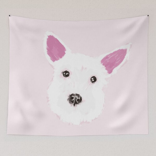 Item preview, Scruffy White Mini Schnauzer Sad Portrait designed and sold by renanbarco.
