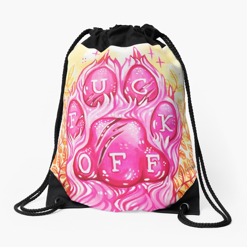 F**k Off Paw Drawstring Bag