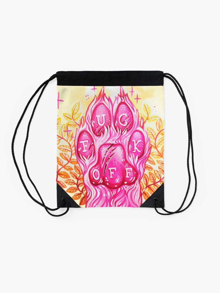Alternate view of F**k Off Paw Drawstring Bag