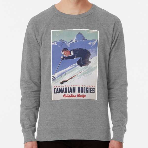 Canada, Canadian Rockies, Vintage Ski Poster Lightweight Sweatshirt