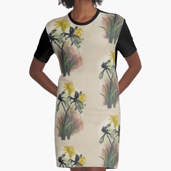 Western Australia wild flower Kangaroo Paw Yellow Gem - Anigozanthos Yalignosa Pulcherrimus State Library of Western Australia Graphic T-Shirt Dress