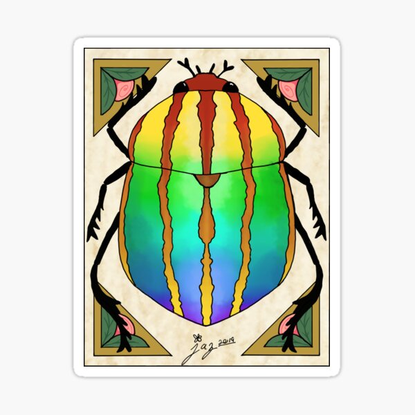 “Rainbow Beetle " Sticker by jazmynmoon | Redbubble